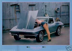 Corvette Stingray on 1964 Chevrolet C2 Corvette Stingray 327 V8 Coupe Pin Up Ad Art Poster