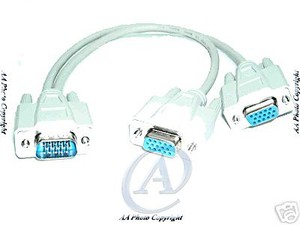 Cavo Splitter VGA A Y - 1 Maschio A 2 Femmine - 3 Metri - Nero - Per Duplicazione Schermo - Foto 2