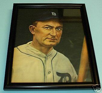 DETROIT TIGERS TY COBB FRAMED CLOSE UP COLOR PRINT  