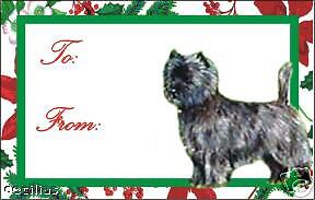 12 Cairn Terrier Dog Christmas Gift Tags  