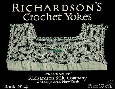 Vintage Antique Crochet Book Richardsons Yokes Filet  