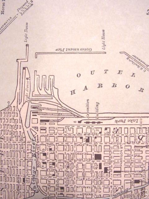 CHICAGO 1880S STREET & RAILROAD MAP ~NO CUBS WHITE SOX BEAUTIFUL 