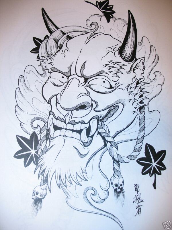 NEW book by HORIMOUJA   HANNYA MASKS tattoo outlines  