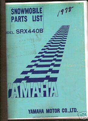 1978 YAMAHA SRX 440B RACING SNOWMOBILE PARTS MANUAL  