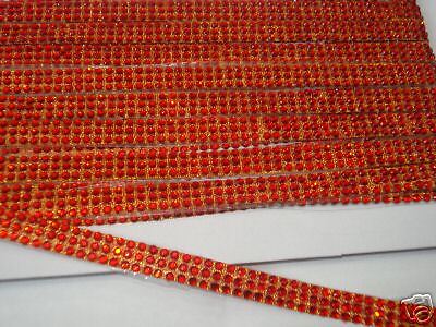 10mtr 3strip RED iron on hotfix rope diamante crystal  
