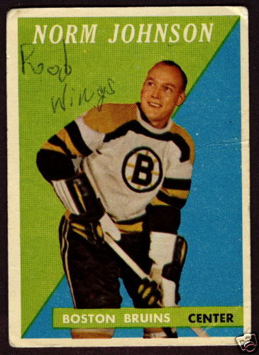 1958 59 TOPPS HOCKEY #17 NORM JOHNSON BOSTON BRUINS  