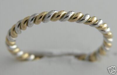 18K gold SS ring stackable left twist  