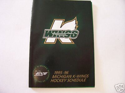 1995 96 Michigan K Wings IHL Pocket Schedule  