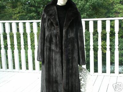 Full length Blackglama Black Mink Fur coat jacket S M  