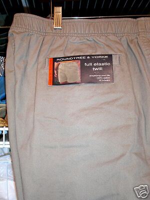 ROUNDTREE & YORKE SHORTS FULL ELASTIC WAIST KHAKI 50  