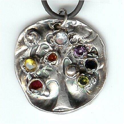   .999 Pure Silver PMC Tree of Life Chakra Pendant Necklace  