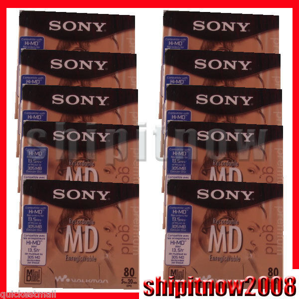 Sony B00009RUFN 80 Minute MiniDisc MD Premium Gold 10 Singles UPC 