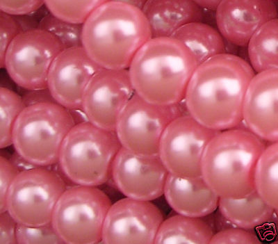 200 Rose Glass Pearl 4mm Round Beads
