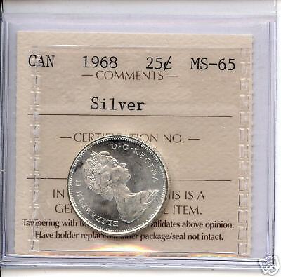 CANADA 1968 25 CENTS SILVER GEM UNCIRCULATED+++++  