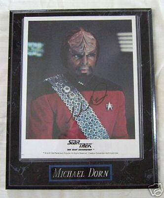 Michael Dorn Worf autograph Star Trek signed plaque TNG  