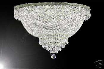 LIGHT 16x24 SILVER COLOR SEMI FLUSH MOUNT CHANDELIER w/ SWAROVSKI 