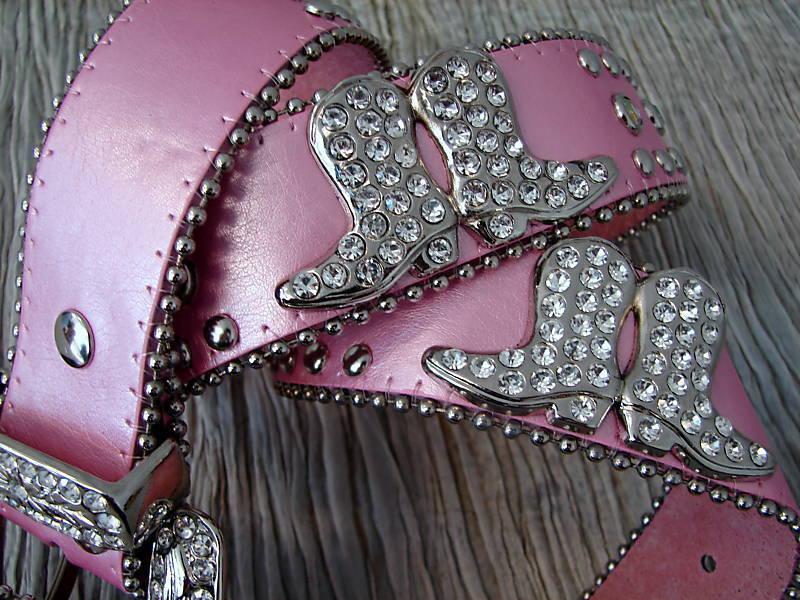 WESTERN COWGIRL Boots JEWELRY BELT PINK LEATHER BLING S  
