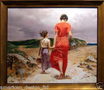 Pino Afternoon StrollHand Signed Giclee Art Canvas Custom Framed L 