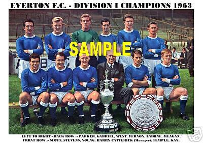 EVERTON F.C.TEAM PRINT 1963   DIVISION 1 CHAMPIONS  