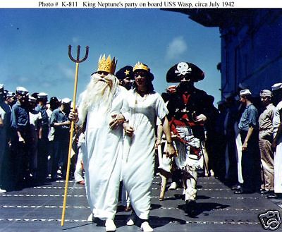 USS WASP CV7 US NAVY SHIP PHOTO WW2 EQUATOR CROSS JUL42  