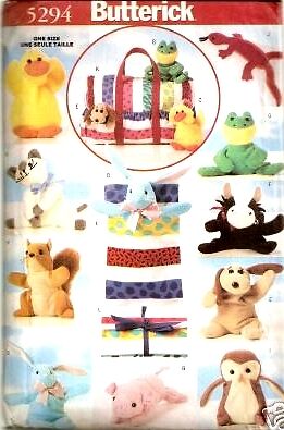 Butterick 5294 OOP Bean Bag Animal Pals Pattern  