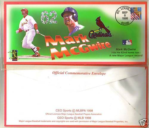 FDC Mark McGwire 62 Home Runs dtd Sep 8 1998  