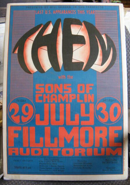 1966 FILLMORE POSTER BG 20 THEM W/ SONS OF CHAMPLIN  