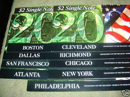 2008 $2 Atl.N.Y.S.F.Chic.Dal.RichClevPhil.Bos.BEP Notes  