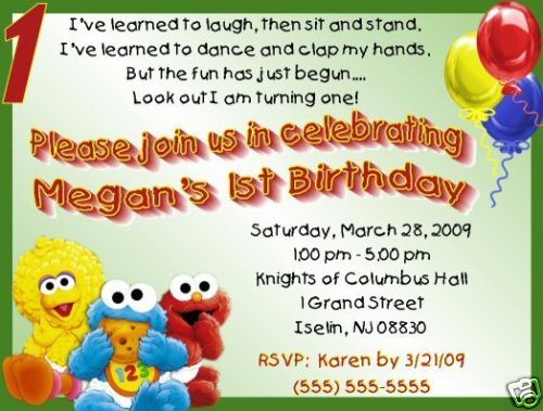 Baby Sesame Street Invitations/Birthday Party Supplies  