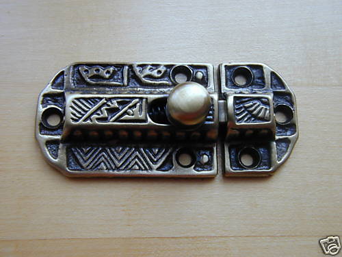 Antiqued Brass Cabinet Latch, Brass Knob ~ NEW  