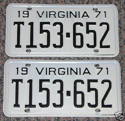   PAIR 1971 VIRGINIA TRUCK LICENSE PLATES VA TAGS OLD  YOM  