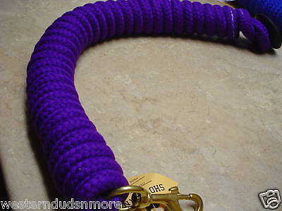    Rolled Braided Cotton Lunge Line Lead Rope Purple w/ chain Training