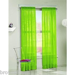 SHEER / SHEERS VOILE CURTAINS 84 LONG LIME GREEN  