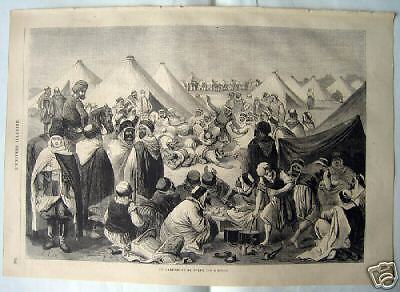 Gravure - UN CAMPEMENT DE SPAHIS - Algérie - 1865