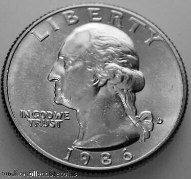 Washington Quarter 1986 D Uncirculated BU US Coins  