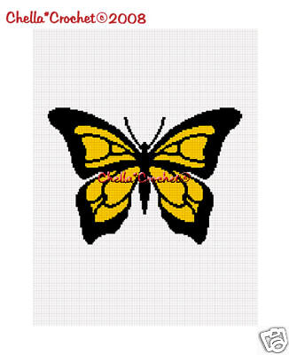Butterfly Black and Yellow Afghan Crochet Pattern Graph  