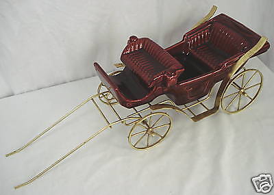 Metlox Pottery Maroon Victorian Horse Carriage #625  