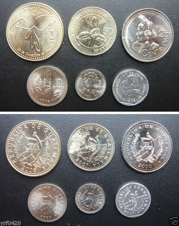 Guatemala coins set of 6 pieces UNC  