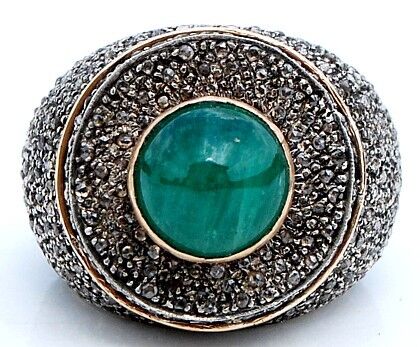 CONNOISSUER 14KT VINTAGE DIAMOND EMERALD VICTORIAN RING  