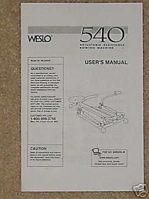 Weslo Rowing Machine Owners & Illustrated Part Manual  