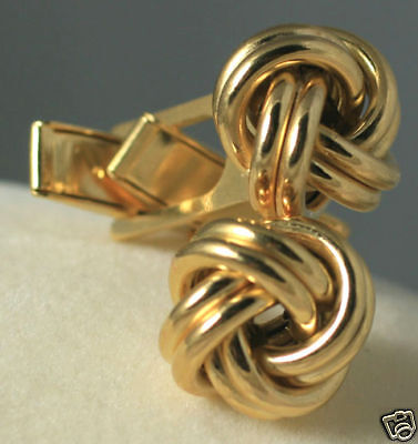 Quality 15mm LOVE KNOT Italian Solid 14K Yellow Gold Cufflinks 9 5g