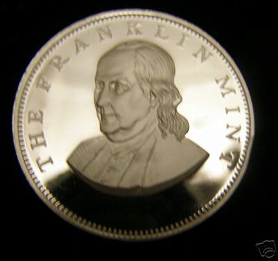 BENJAMIN FRANKLIN MINT COAT OF ARMS EAGLE SILVER COIN  