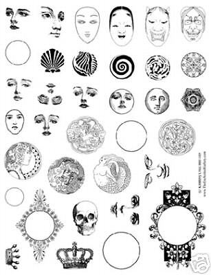 Art Doll Faces Face Polymer Clay Button RUBBER STAMPS  