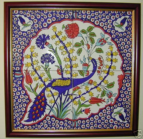 Framed 17x17 Turkish Handpainted China Tile PANEL  