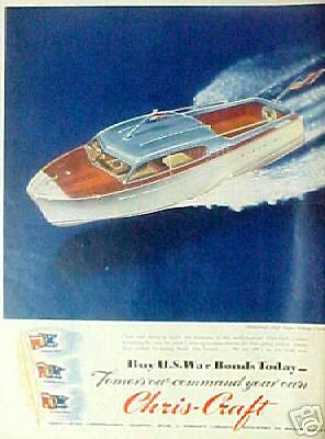   Ephemera ADWWII Vintage Chris Craft Boats Super Deluxe Cruiser  