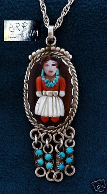 Augustine & Rosalie Pinto Vintage Zuni Maiden Pendant  