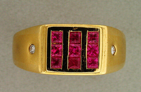 ESTATE 20K .90CT GEM RUBY DIAMOND RING  