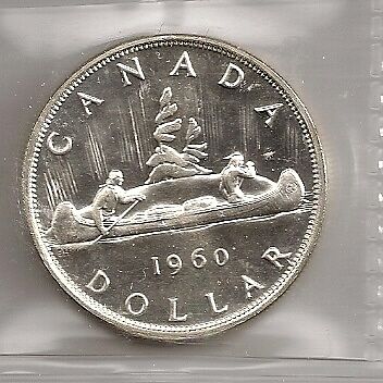 CANADA SILVER DOLLAR 1960 HEAVY CAMEO PL 66  