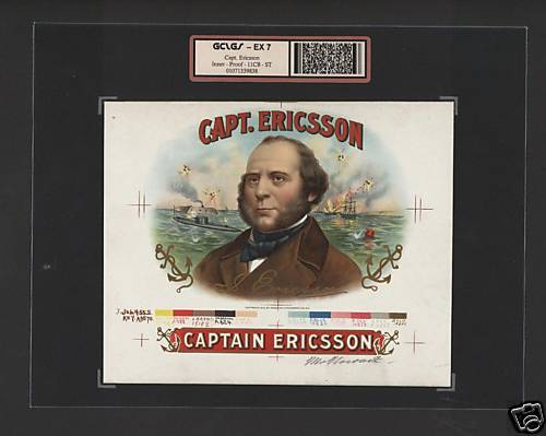 John Ericsson Civil War Monitor 100+ Old Cigar Label  