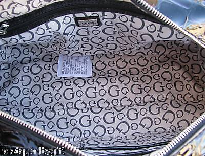 GUESS BY MARCIANO BLACK PATENT NETWORK SHINE BAG SATCHEL NEW  